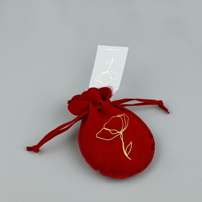 Мешок замшевый  &laquo;Цветок&raquo;, красный, тиснение, 9 &times; 12 см