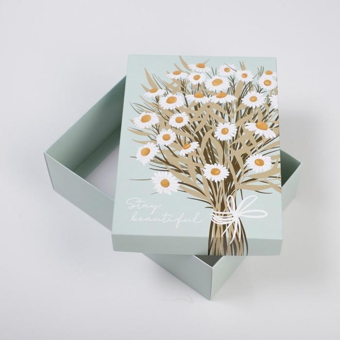 Коробка подарочная складная, упаковка, &laquo;Ромашки&raquo;, 21 х 15 х 7 см