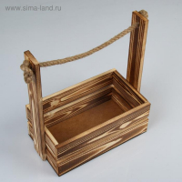 Набор кашпо деревянных 2 в 1 (25.5&times;15&times;30; 20&times;12&times;23 см) "Аром", ручка канат, обожженный