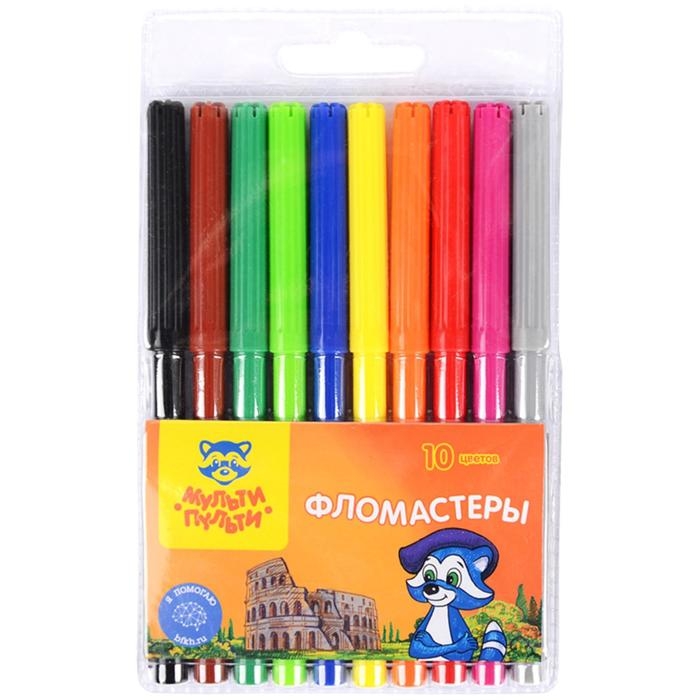 Фломастеры 10 цветов Мульти-Пульти &laquo;Енот в Италии&raquo;, смываемые