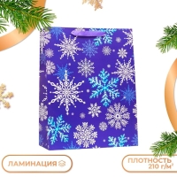 Новый год. Пакет подарочный "Снежинки", 33 х 42,5 х 15 см.