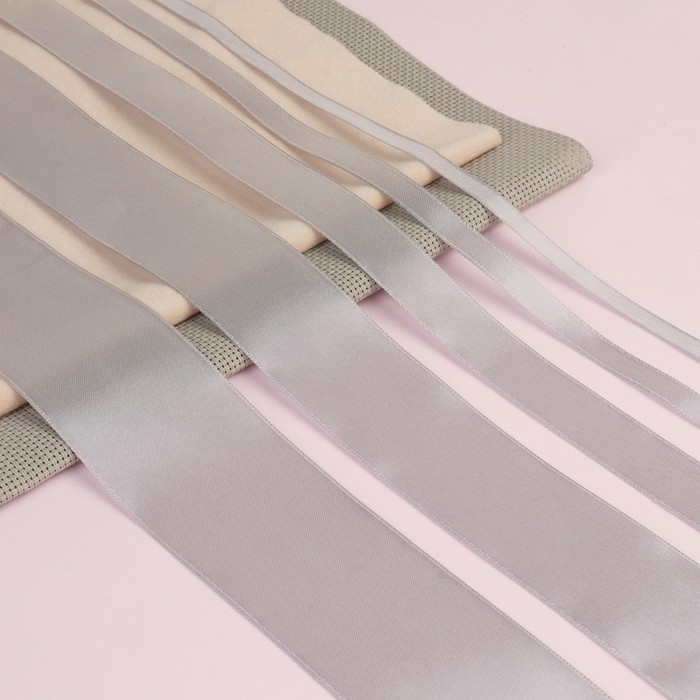 Набор атласных лент, 5 шт, размер лент: 6/10/20/40/50 мм &times; 23 &plusmn; 1 м, цвет светло-серый