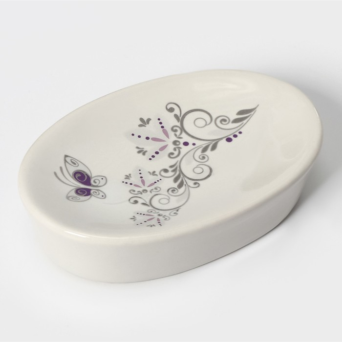 Набор аксессуаров для ванной комнаты Доляна &laquo;Изящество&raquo;, 4 предмета (дозатор 250 мл, мыльница, 2 стакана), цвет белый