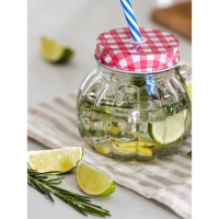 Кружка стеклянная с крышкой и трубочкой &laquo;Тыковка&raquo;, 400 мл, 12,5&times;10 см, цвет МИКС