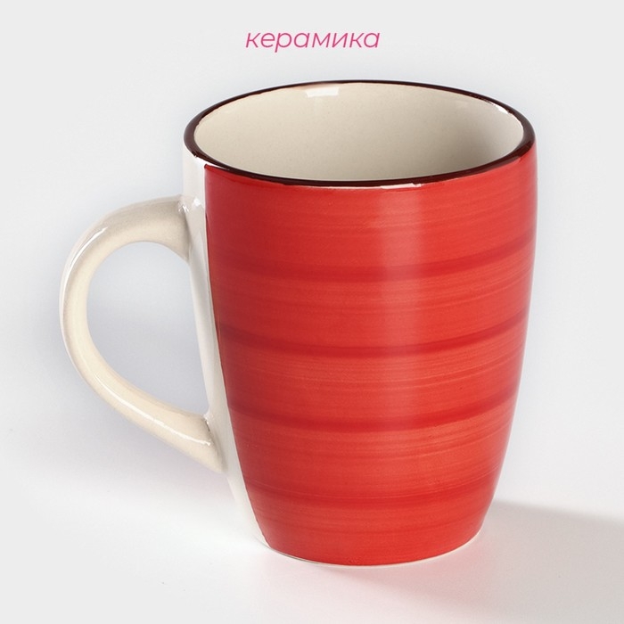 Кружка керамическая Доляна &laquo;Морской мир&raquo;, 360 мл, цвет красный