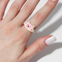 Кольцо &laquo;Монстрик&raquo; кот, цвет розовый, безразмерное