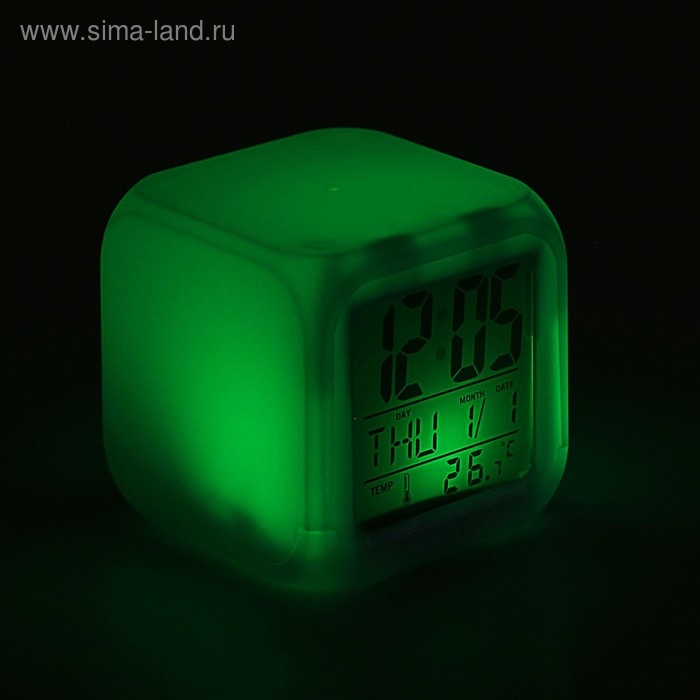 Часы - будильник Luazon LB-03, дата, температура, белый