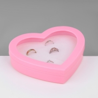 Органайзер для украшений &laquo;Шкатулка сердце&raquo; 36 мест, пластик, 14&times;15,5&times;2 см, цвет розовый