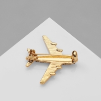 Брошь &laquo;Самолёт&raquo;, цвет белый в золоте