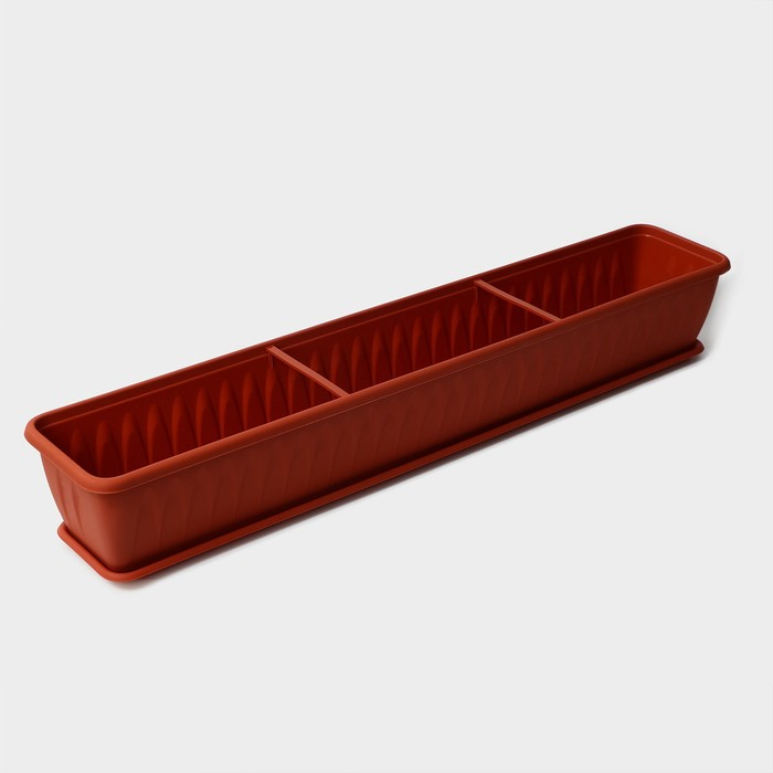 Ящик балконный &laquo;Алиция&raquo;, 100 см, с поддоном, цвет терракотовый