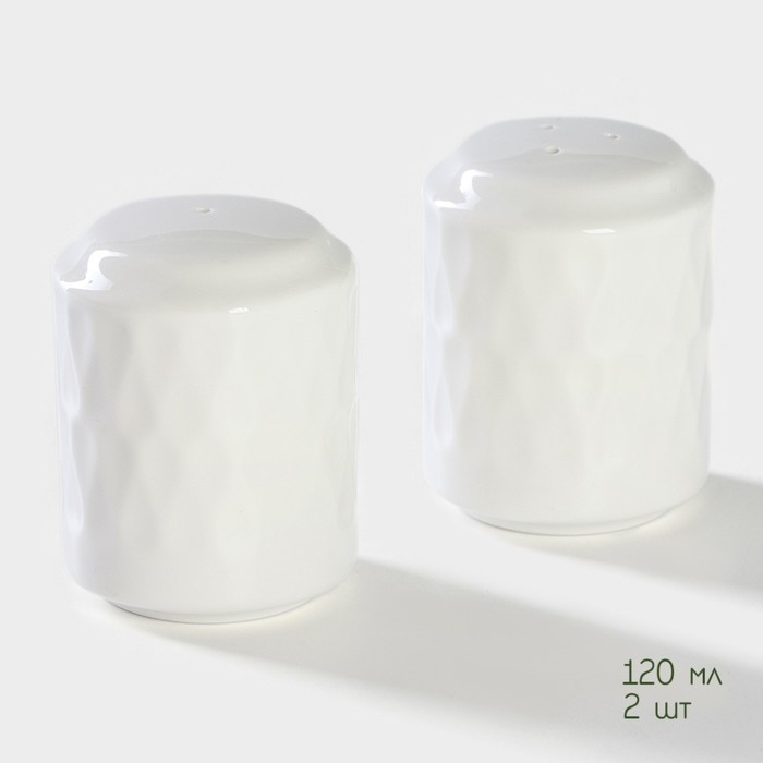 Набор керамический для специй на бамбуковой подставке BellaTenero &laquo;Герда&raquo;, 3 предмета: солонка 120 мл, перечница 120 мл, салфетница, цвет белый