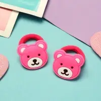 Резинка для волос "Крошка" (набор 2 шт) мишка,3 см ,ярко розовый