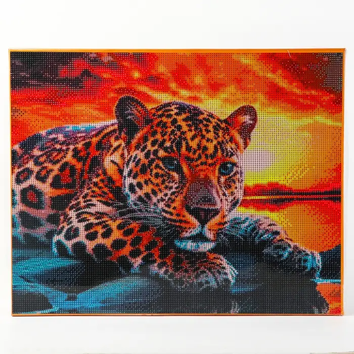 Алмазная вышивка полное заполнение "Гепард", на раме, 40*50 см