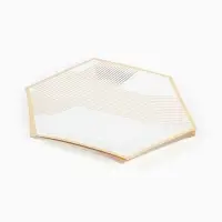 Набор посуды для праздника на 12 персон, белый с золотом (тарелки 23 см, стакан 250 мл)