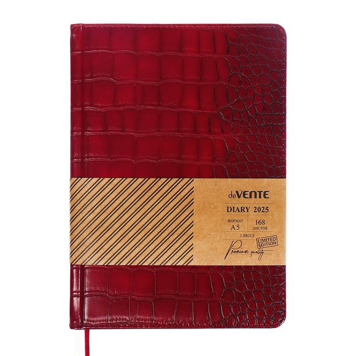 Ежедневник датированный 2024 A5 176 листов, deVENTE.Belcanto, твёрдая обложка из искусственной кожи с поролоном, ляссе, кремовый блок 70 г/м2, бордовый