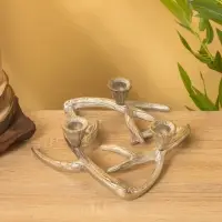 Подсвечник на 3 свечи "Рога" алюминий 23,5х23х6,5 см