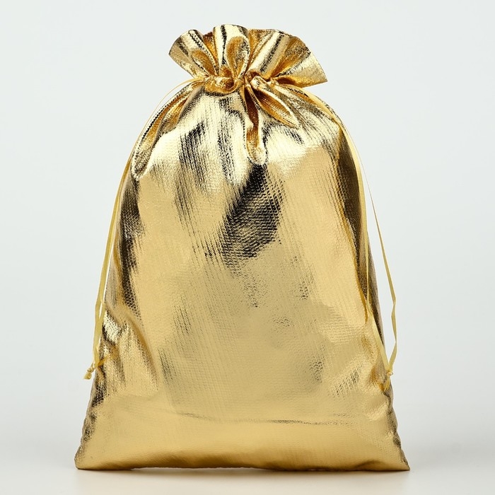 Мешочек подарочный парча &laquo;Новый год&raquo;, золото, 20 х 30 см, Новый год