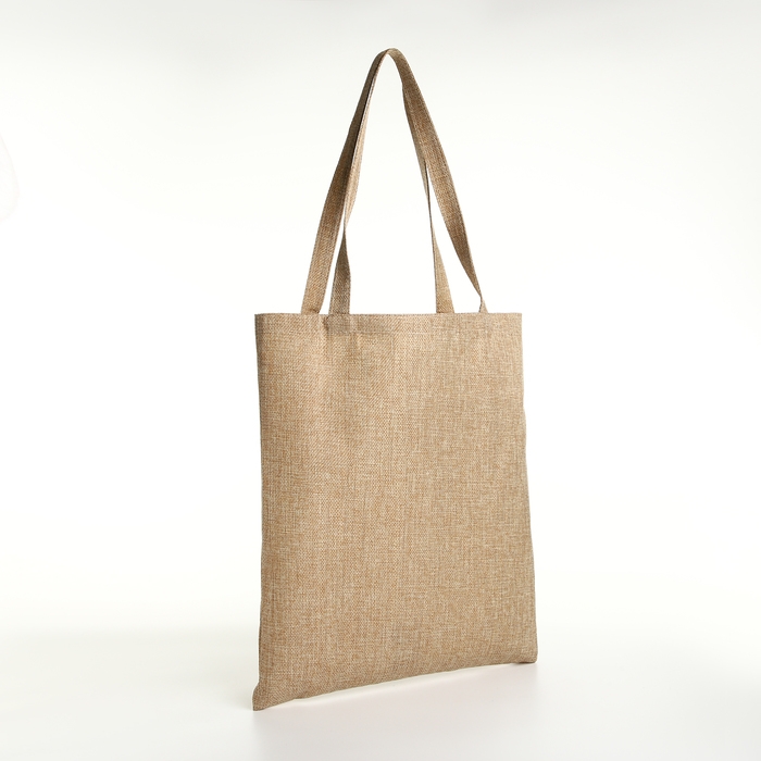 Шопер без застёжки, из текстиля, цвет бежевый