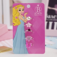 Набор детских колец &laquo;Выбражулька&raquo; красота, форма МИКС, цвет розовый