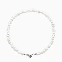 Колье жемчужное "Сердце" 35 см, цвет белый в серебре