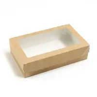 Упаковка для продуктов, крафт с окном, 23&times;14&times;6 см, 1.9 л