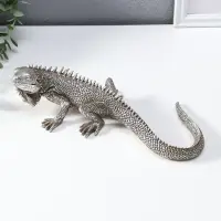 Сувенир полистоун "Игуана" чернённое серебро 25,2х12,2х7 см