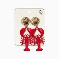 Серьги "Раки", цвет красный в золоте