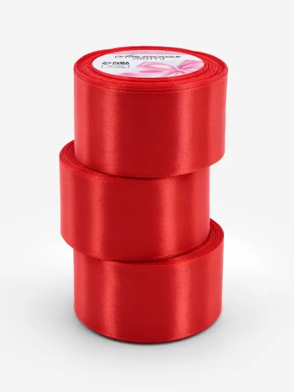 Набор лент атласных (3шт) 50мм*25&plusmn;1ярд(23м&plusmn;1м)  №26 красный ВБ АУ