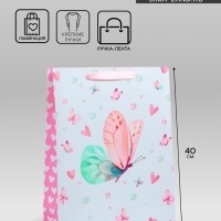 Пакет подарочный ламинированный вертикальный &laquo;Бабочка&raquo;, L 31 &times; 40 &times; 12 см