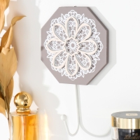 Настенный крючок декоративный &laquo;Ажурный цветок. Восьмигранник&raquo;, дерево, 11.6&times;0.7&times;20 см