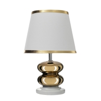 Настольная лампа с абажуром RISALUX &laquo;Роса&raquo;, 1&times;40 Вт, Е27, белый/золото, 20&times;20&times;32 см