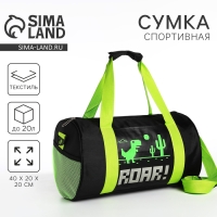 Сумка детская спортивная для мальчика &laquo;Динозаврик&raquo;, 40х20х20 см, чёрный цвет