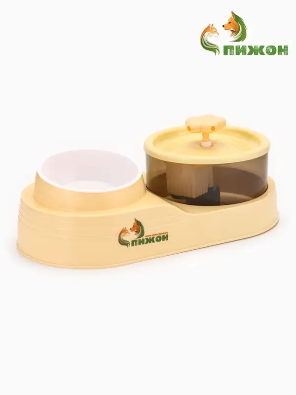 Фонтан для животных с миской, 34&times;17.5&times;11.5 см, бежевый