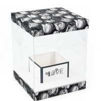 Коробка для цветов с вазой и PVC окнами складная &laquo;Чёрно-белая эстетика&raquo;, 23 х 30 х 23 см
