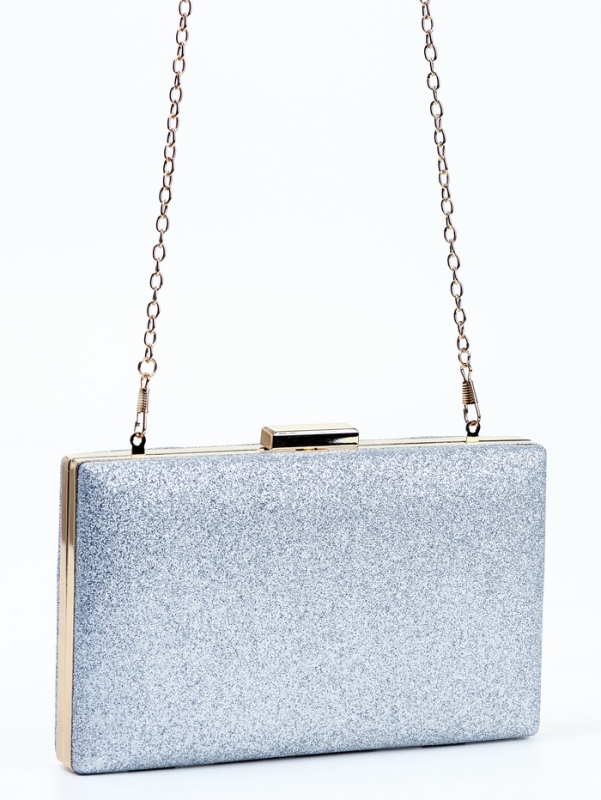 Сумка жен,  17,5*5*9, отд на фермуаре, цепь, серебро