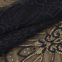 Кружевная эластичная ткань, 185 мм &times; 2,7 &plusmn; 0,5 м, цвет чёрный