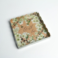 Коробка для печенья, кондитерская упаковка с PVC крышкой, &laquo;Пчёлка&raquo;, 21 х 21 х 3 см