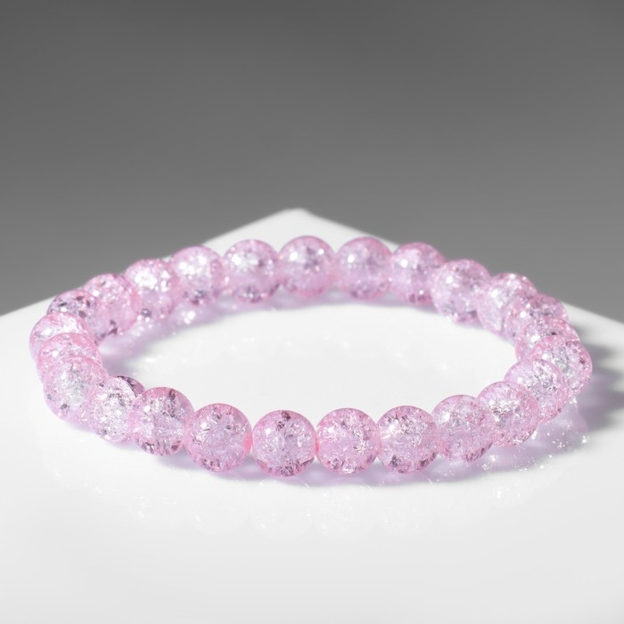 Браслет шар №8 &laquo;Кварц сахарный&raquo;, цвет светло-розовый