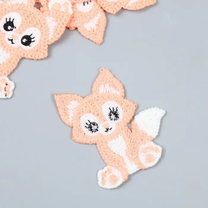 Декор для творчества текстиль вышивка "Лисёнок" 7,5х5 см