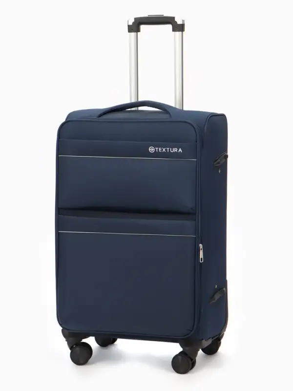 Чемодан 24",Текст,42*26*68,отд на молнии,2 нар/карм, увелич,код замок,4 колеса, синий