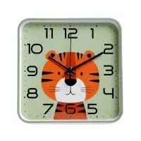 Часы настенные "Тигренок", детские, плавный ход,  19х19см, зеленые