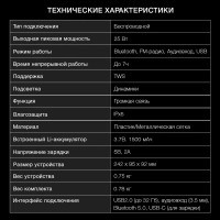 Колонка портативная H-PS1021 25Вт 1.0 Bluetooth 1500mAh