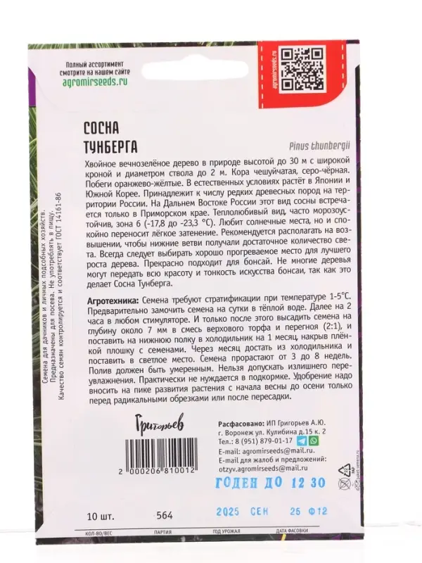 Семена цветов Сосна Тунберга  10 шт.  12.29 г.