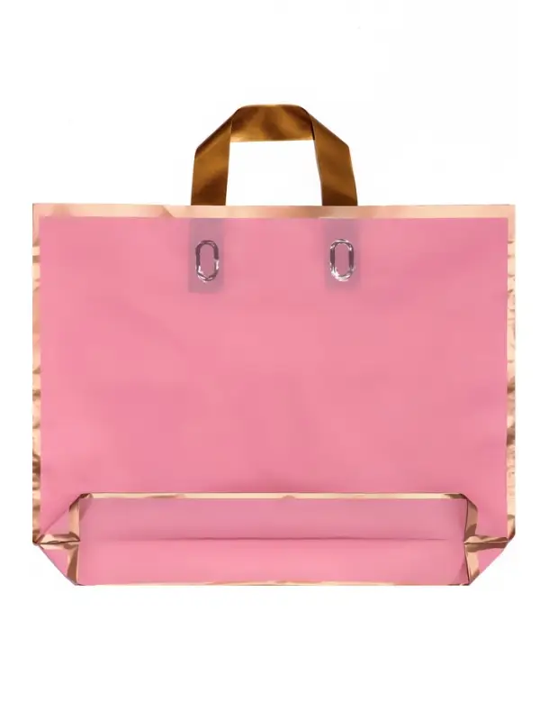 Пакет с петлевой ручкой розовый 40 х 31 х 8 см 80 мкм