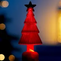 Фигура светодиодная "Елочка бархатная красная", 1 LED, 15х6 см, от бат. 3xAG13, Т/БЕЛЫЙ