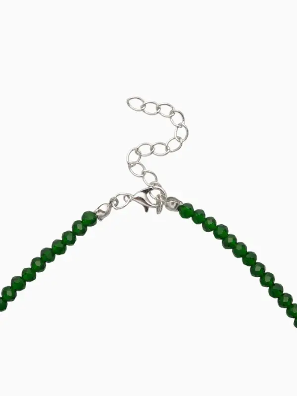 Чокер из бисера &laquo;Хрусталь&raquo;, травяной в серебре, 37 см + 5 см доп, цепочка