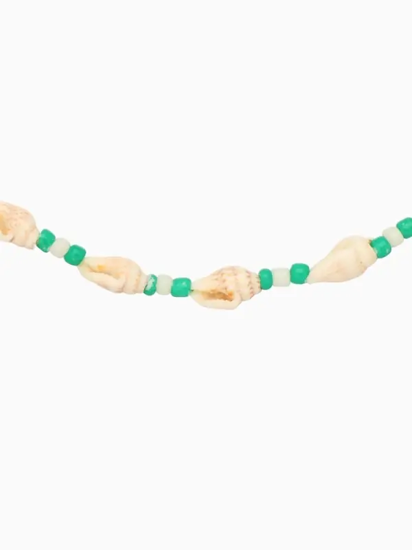 Браслет на ногу, анклет, длина 20 см, белый, зелёный