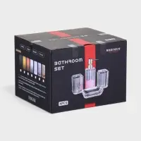 Набор для ванной "Кристалл" 4 предмета (дозатор, 2 стакана, мыльница)