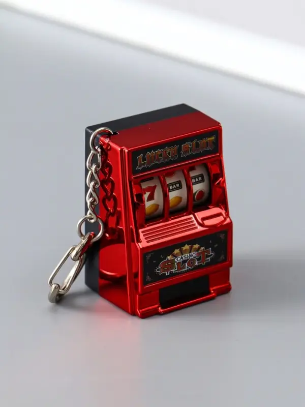 Брелок пластик "Игровой автомат - казино" красный 2,7х3,4х5 см