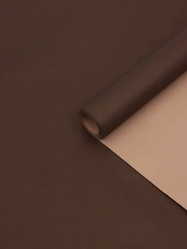 Бумага упаковочная крафт, двусторонняя, шоколадный-коричневый 0,68 х 10&plusmn;5% м